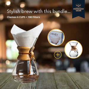 Chemex 6 ŠÁLKOV + 100 filtrov ESPRESSO VÝBAVA